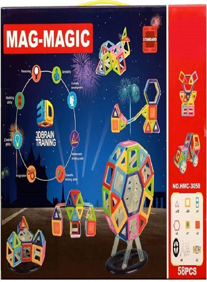 Mahi Enterprise Mag-Magic 3D Blocks Set - Educational Magnetic Construction Toy with Light and Music (58 Pieces) - Image 3